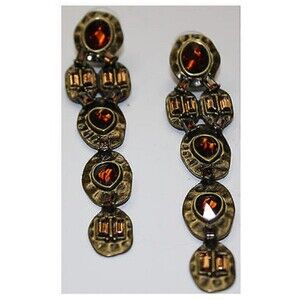 Heidi Klum Faceted Stone Linear Pierced Earrings Goldtone  J263119